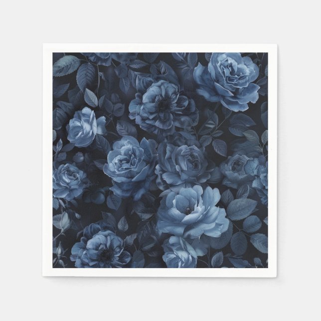 Serviette En Papier Floral Moody Rose bleu (Devant)