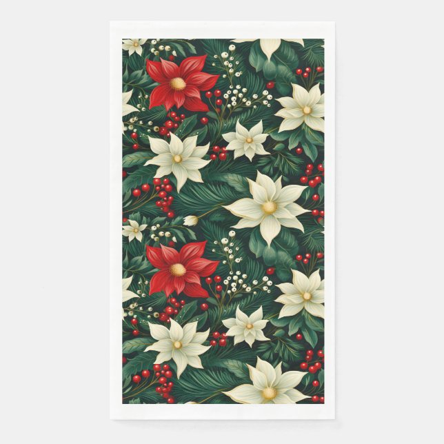 Serviette En Papier Floral Motif de Noël (Devant)