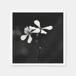 Serviette En Papier floral noir et blanc minimal