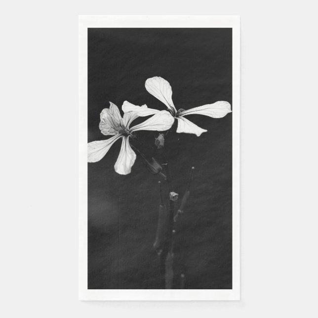 Serviette En Papier floral noir et blanc minimal (Devant)