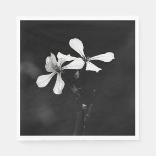 Serviette En Papier floral noir et blanc minimal