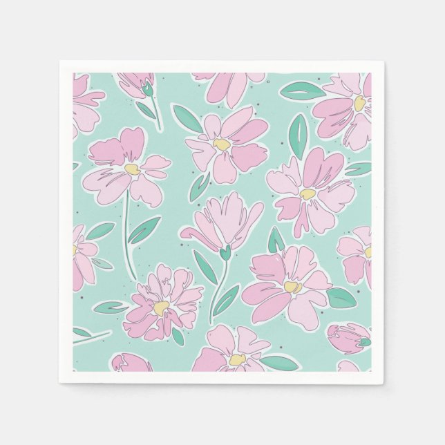 Serviette En Papier Floral pastel doux (Devant)