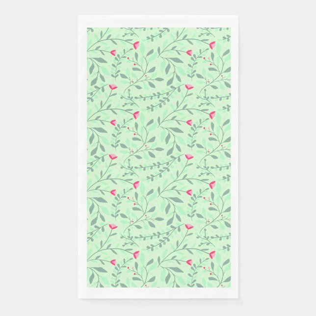 Serviette En Papier Floral pattern.05.FR.pink et Lgreen LGreen BG (Devant)