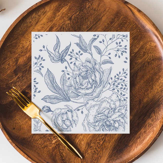 Serviette En Papier Floral Périwinkle Élégant Mariage bleu (Créateur téléchargé)