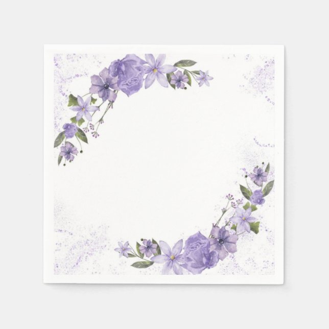 Serviette En Papier Floral pourpre (Devant)