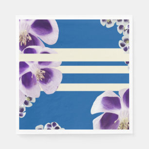 Serviette En Papier Floral pourpre et bleu
