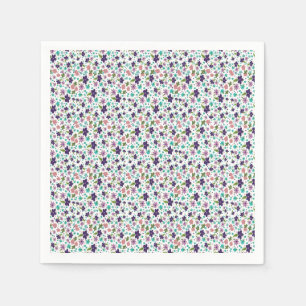 Serviette En Papier Floral pourpre et Turquoise