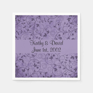 Serviette En Papier Floral pourpre Grungy (Mariage)