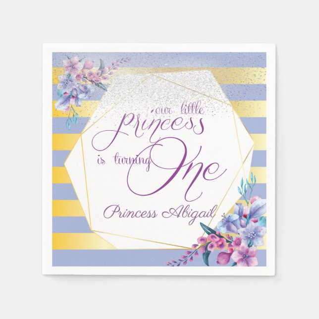 Serviette En Papier Floral Princess Anniversaire (Devant)