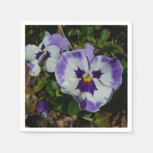 Serviette En Papier Floral Purple and White Pansies