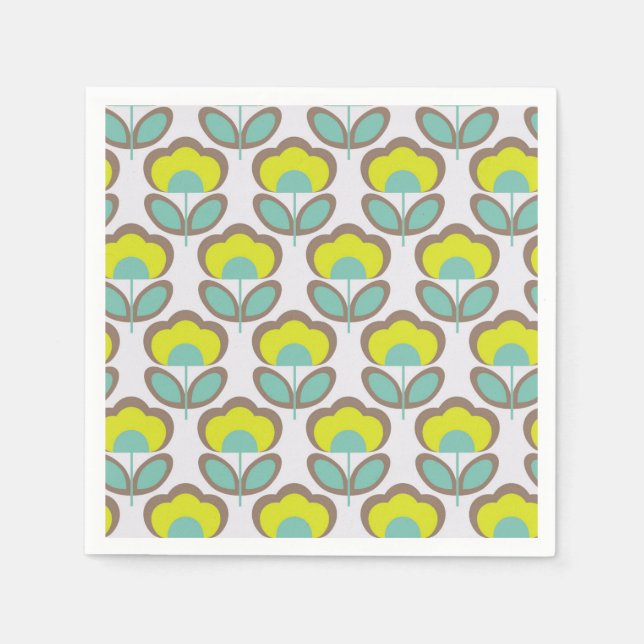 Serviette En Papier Floral Retro 70's Wallpaper Motif (Devant)