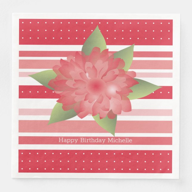 Serviette En Papier Floral rose Accentué (Devant)