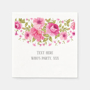 Serviette En Papier floral rose, doux, floral romantique,