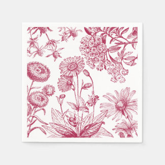 Serviette En Papier Floral rouge vintage |Action de grâces | Napkin au