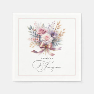 Serviette En Papier Floral "She’s a Fancy One" 1er anniversaire Fille 