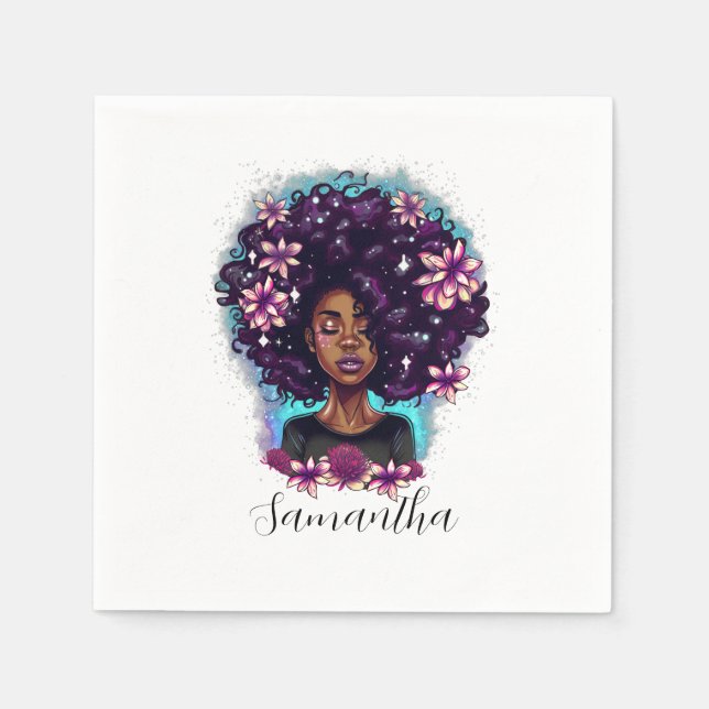 Serviette En Papier Floral Sparkling Afro Femme (Devant)