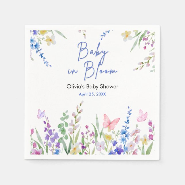 Serviette En Papier Floral Spring Baby in Bloom Baby Shower   (Devant)