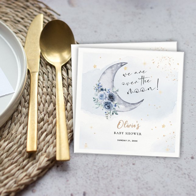 Serviette En Papier Floral Sur Le Baby shower Lune (Créateur téléchargé)