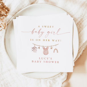 Serviette En Papier Floral Sweet Baby Girl Clothesline Baby shower