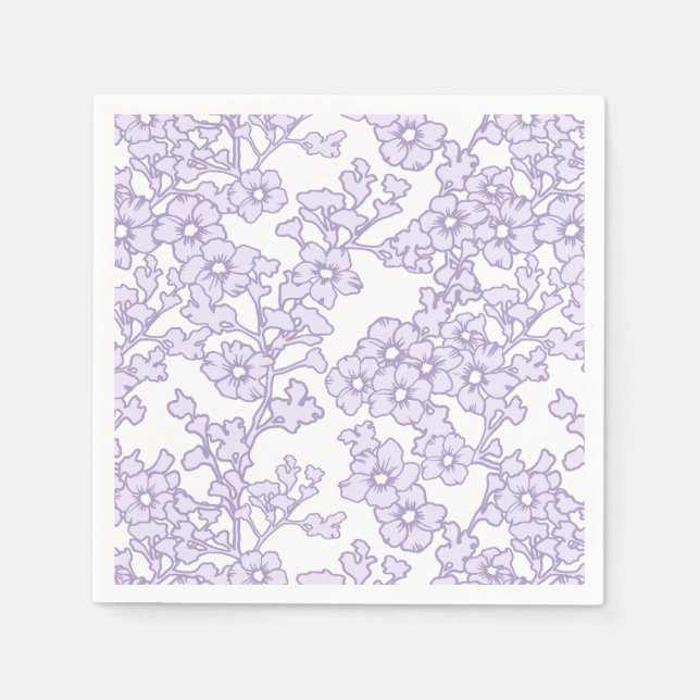 Serviette En Papier Floral Trellis Purple - White (Devant)