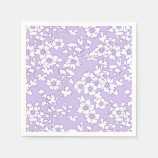 Serviette En Papier Floral Trellis White - Purple 