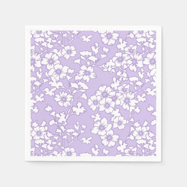 Serviette En Papier Floral Trellis White - Purple  (Devant)