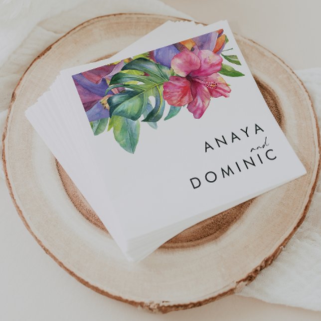 Serviette En Papier Floral tropical coloré | Napkins Mariage (Créateur téléchargé)