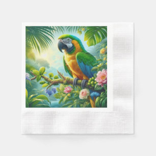Serviette En Papier Floral tropical macaw vert