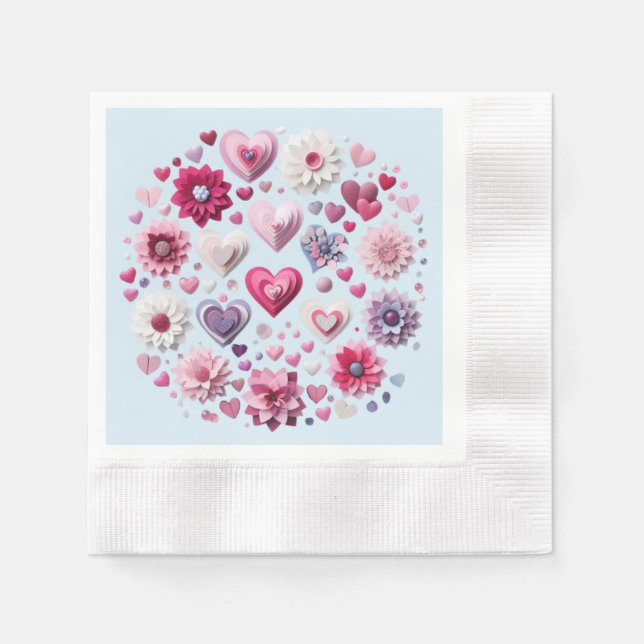 Serviette En Papier Floral Valentine's Day Heart (Devant)