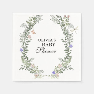 Serviette En Papier Floral vert doux vert luxuriant Baby shower neutre