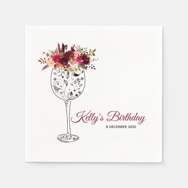 Serviette En Papier floral, vin, whimsical, Papier à cocktail serviett (Devant)