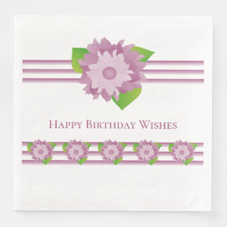 Serviette En Papier Floral Violet Et Gris