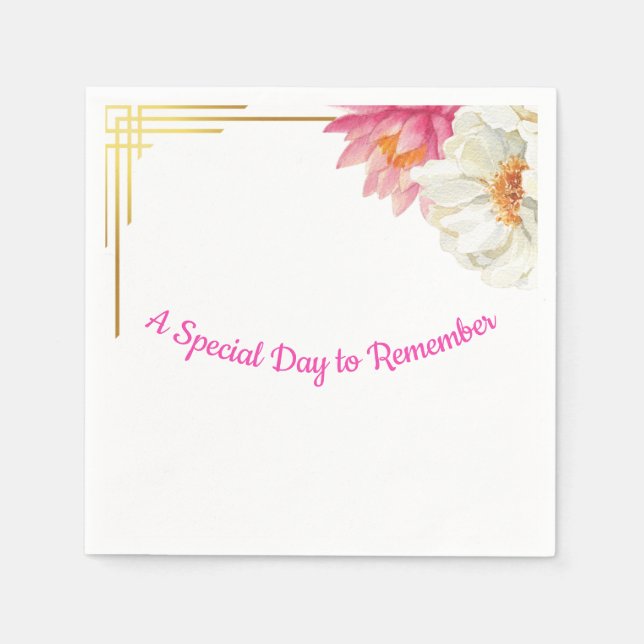 Serviette En Papier Floral Watercolor Birthday Napkins  (Devant)
