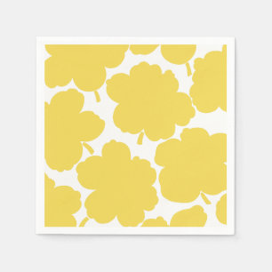 Serviette En Papier Florales Gras Monochrome Vibrant Jaune