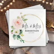 Serviette En Papier Florales rose pâle Mariage botanique moderne