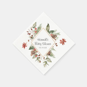 Serviette En Papier Floralité hivernale   Serviettes pour Baby Shower