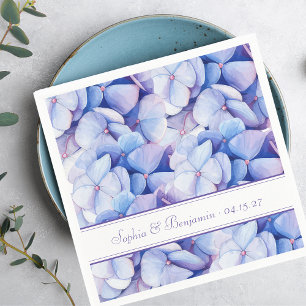 Serviette En Papier Flore bleu et lavande sur mesure Hydrangea Mariage