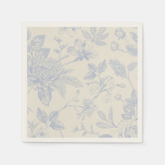 Serviette En Papier Flore bleu Français Toile Floral