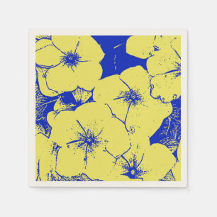 Serviette En Papier Flore bleu jaune tropical