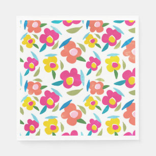 Serviette En Papier Flore brillante sur blanc