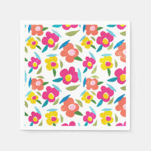 Serviette En Papier Flore brillante sur blanc