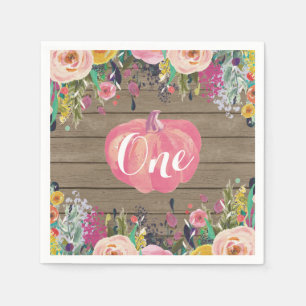 Serviette En Papier Flore d'aquarelle Russe Citrouille premier anniver