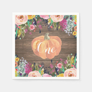 Serviette En Papier Flore d'aquarelle Russe Citrouille premier anniver