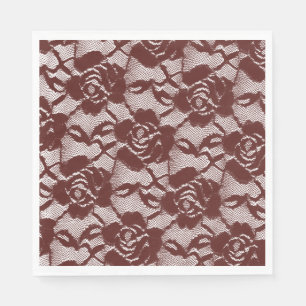 Serviette En Papier Flore de dentelle blanche rouge bordeaux