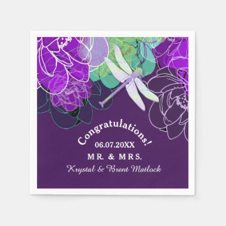 Serviette En Papier Flore de libellule violette moderne