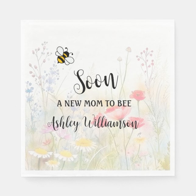 Serviette En Papier Flore de maman à abeille Baby Girl Douche (Devant)