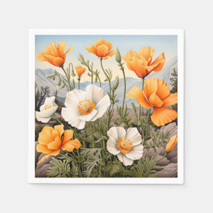 Serviette En Papier Flore de pavot de Californie