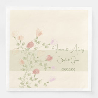 Serviette En Papier Flore Élégante Avec Vert Doux