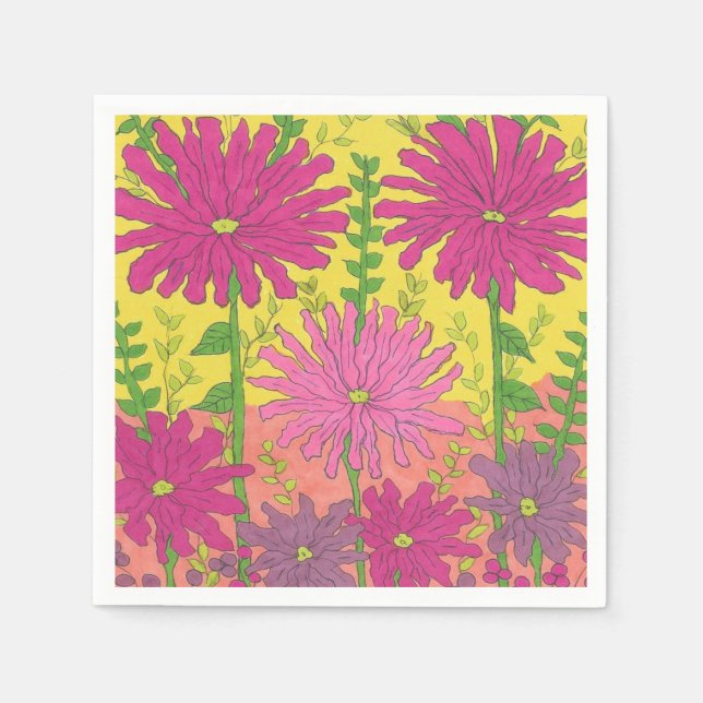 Serviette En Papier Flore ensoleillée printanière (Devant)