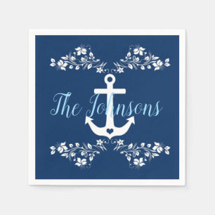 Serviette En Papier Flore marine et Ancre